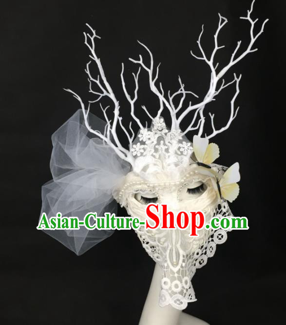Halloween Exaggerated Accessories Catwalks White Lace Masks for Women Halloween Exaggerated Accessories Catwalks White Lace Masks for Women