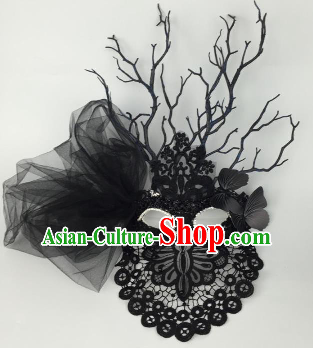 Halloween Exaggerated Accessories Catwalks Black Lace Masks for Women Halloween Exaggerated Accessories Catwalks Black Lace Masks for Women