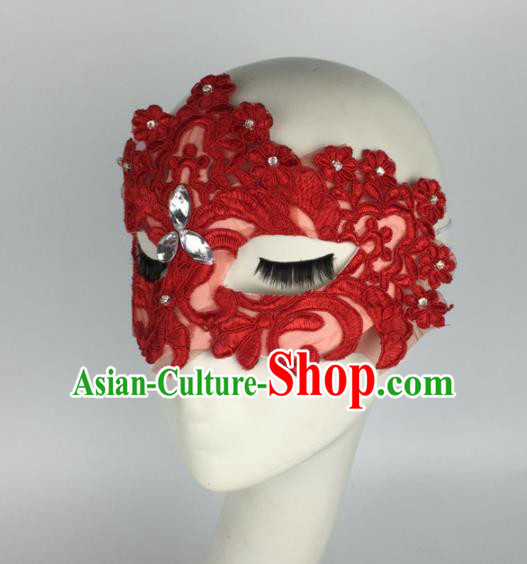Halloween Exaggerated Accessories Catwalks Red Lace Masks for Women Halloween Exaggerated Accessories Catwalks Red Lace Masks for Women