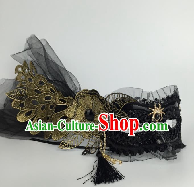 Halloween Exaggerated Accessories Catwalks Golden Lace Flower Masks for Women Halloween Exaggerated Accessories Catwalks Golden Lace Flower Masks for Women