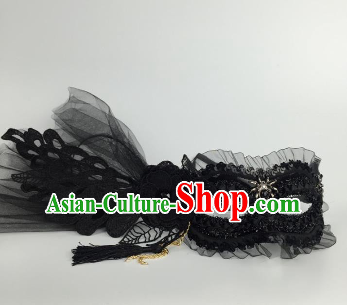 Halloween Exaggerated Accessories Catwalks Black Lace Flower Masks for Women Halloween Exaggerated Accessories Catwalks Black Lace Flower Masks for Women