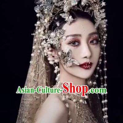 Top Grade Halloween Catwalks Hair Accessories Baroque Bride Headwear for Women