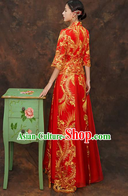 Chinese Traditional Wedding Costumes Ancient Bride Embroidered Red Xiuhe Suits for Women Chinese Traditional Wedding Costumes Ancient Bride Embroidered Red Xiuhe Suits for Women