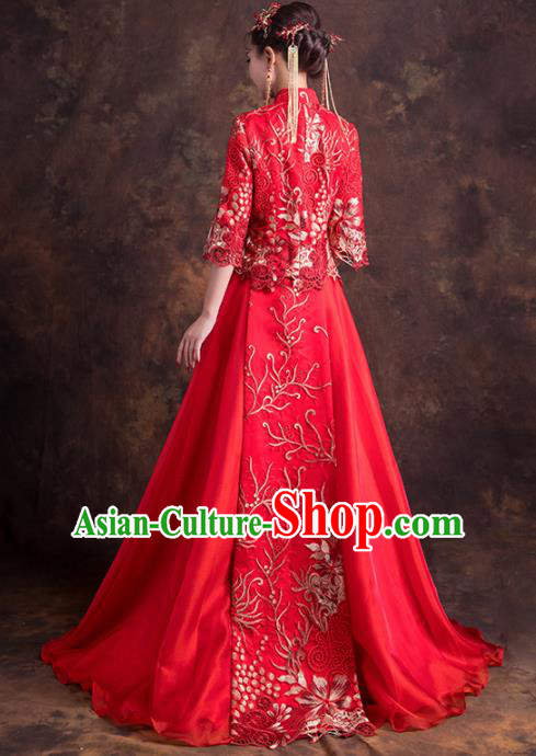 Chinese Traditional Wedding Dress Ancient Bride Embroidered Costumes Red Xiuhe Suits for Women Chinese Traditional Wedding Dress Ancient Bride Embroidered Costumes Red Xiuhe Suits for Women