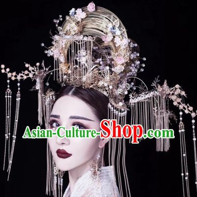 Chinese Traditional Ancient Phoenix Coronet Palace Wedding Hair Accessories for Women