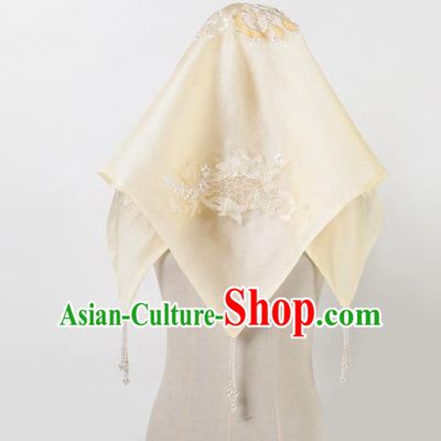 Chinese Traditional Wedding Head Cover Ancient Bride Embroidered Kerchief for Women
