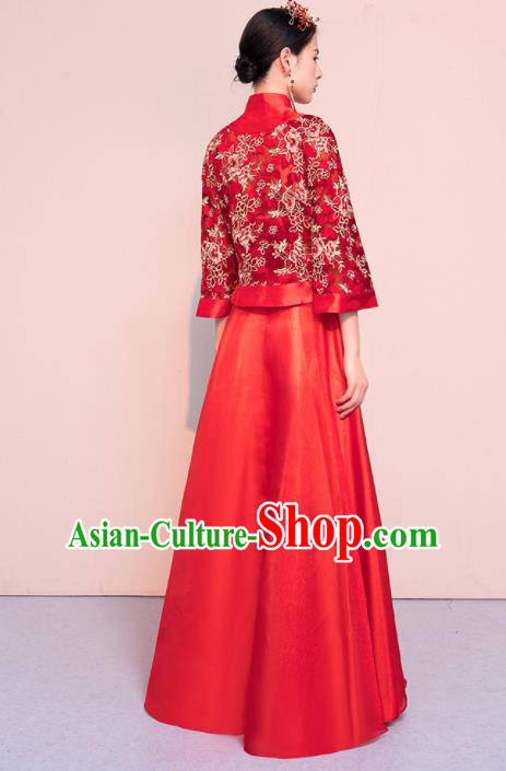 Chinese Traditional Xiuhe Suits Ancient Bride Embroidered Wedding Dress for Women Chinese Traditional Xiuhe Suits Ancient Bride Embroidered Wedding Dress for Women