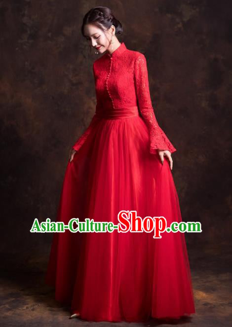 Chinese Traditional Red Lace Xiuhe Suits Ancient Embroidered Wedding Dress for Women Chinese Traditional Red Lace Xiuhe Suits Ancient Embroidered Wedding Dress for Women