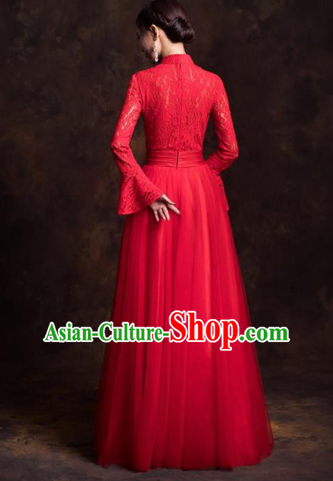 Chinese Traditional Red Lace Xiuhe Suits Ancient Embroidered Wedding Dress for Women Chinese Traditional Red Lace Xiuhe Suits Ancient Embroidered Wedding Dress for Women