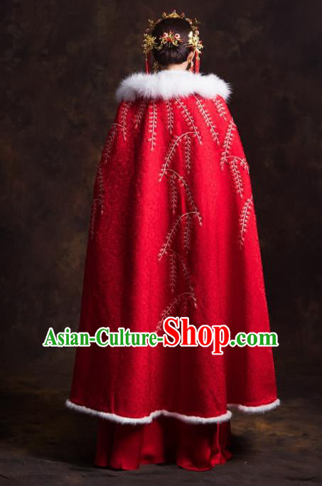 Chinese Traditional Winter Red Xiuhe Suits Ancient Bride Embroidered Wedding Dress for Women Chinese Traditional Winter Red Xiuhe Suits Ancient Bride Embroidered Wedding Dress for Women