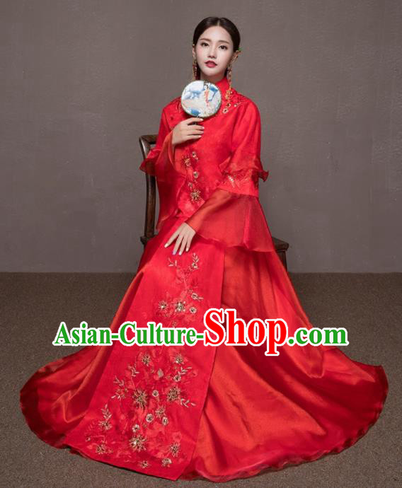 Chinese Traditional Xiuhe Suits Embroidered Wedding Costumes Ancient Bride Dress for Women Chinese Traditional Xiuhe Suits Embroidered Wedding Costumes Ancient Bride Dress for Women