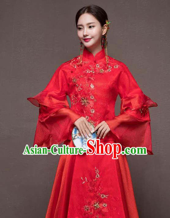 Chinese Traditional Xiuhe Suits Embroidered Wedding Costumes Ancient Bride Dress for Women Chinese Traditional Xiuhe Suits Embroidered Wedding Costumes Ancient Bride Dress for Women