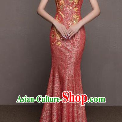 Top Grade Customized Wedding Dress Bride Red Full Dress for Women