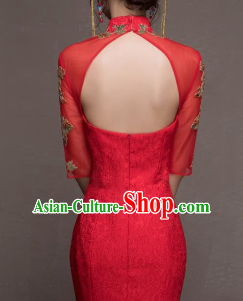 Top Grade Customized Wedding Dress Bride Red Cheongsam Dress for Women Top Grade Customized Wedding Dress Bride Red Cheongsam Dress for Women