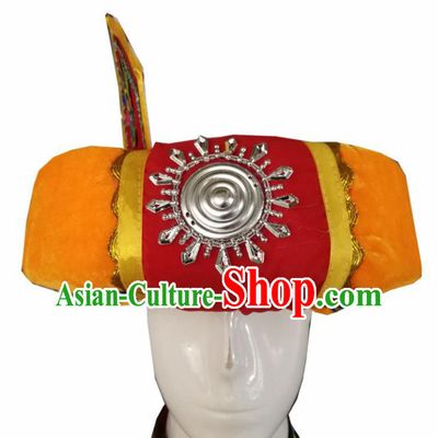 Chinese Traditional National Hat Ethnic Yi Nationality Orange Hat for Men