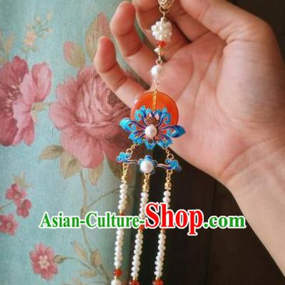 Chinese Classical Jewelry Accessories Traditional Hanfu Brooch Pearls Tassel Pendant for Women