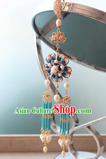 Chinese Classical Jewelry Accessories Traditional Hanfu Blueing Brooch Tassel Pendant for Women Chinese Classical Jewelry Accessories Traditional Hanfu Blueing Brooch Tassel Pendant for Women