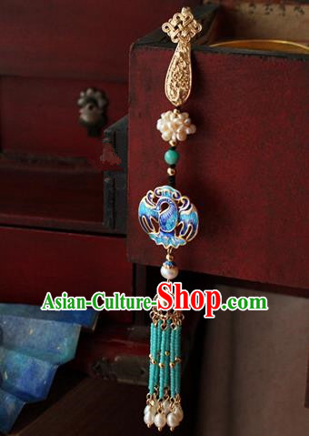 Chinese Classical Jewelry Accessories Traditional Hanfu Blueing Brooch Tassel Pendant for Women Chinese Classical Jewelry Accessories Traditional Hanfu Blueing Brooch Tassel Pendant for Women