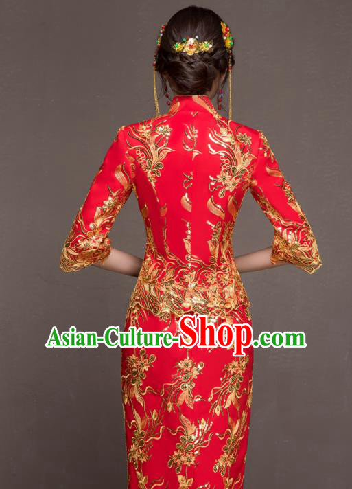 Chinese Traditional Wedding Costumes Ancient Bride Embroidered Red Dress for Women Chinese Traditional Wedding Costumes Ancient Bride Embroidered Red Dress for Women