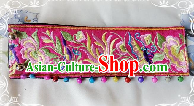 Chinese Traditional National Accessories Ethnic Embroidered Chrysanthemum Rosy Bracelet for Women Chinese Traditional National Accessories Ethnic Embroidered Chrysanthemum Rosy Bracelet for Women