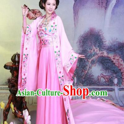 Chinese Ancient Imperial Consort Embroidered Costumes Tang Dynasty Imperial Concubine Pink Hanfu Dress for Women