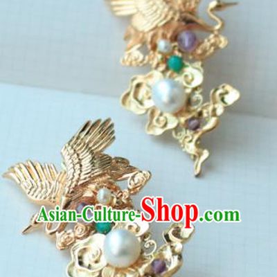 Chinese Classical Jewelry Accessories Traditional Hanfu Crane Brooch for Women