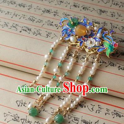 Asian Chinese Traditional Hair Accessories Ancient Hanfu Blueing Hair Stick Hairpins for Women