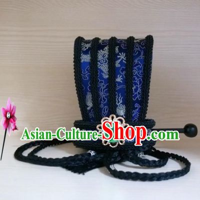 Chinese Traditional Hanfu Headdress Ancient Han Dynasty Emperor Blue Hairdo Crown for Men