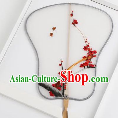 Traditional Chinese Crafts Palace Fans Silk Round Fans Ancient Princess Embroidered Red Wintersweet Fan for Women