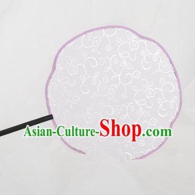 Traditional Chinese Crafts Palace White Silk Fans Round Fans Ancient Princess Gilding Fan for Women