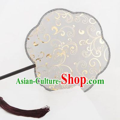 Traditional Chinese Crafts Palace Khaki Silk Fans Round Fans Ancient Princess Gilding Fan for Women