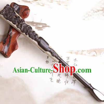 Chinese Traditional Crafts Carving Flower Blackwood Folding Fans Paper Fans Accordion Fan