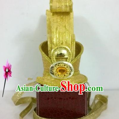 Chinese Traditional Hanfu Headdress Ancient Warring States Period Prince Golden Hairdo Crown for Men