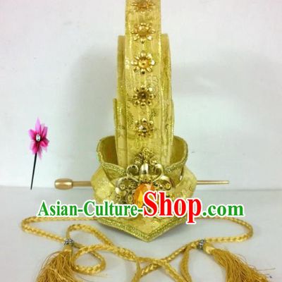 Chinese Traditional Hanfu Headdress Ancient Prince Golden Hairdo Crown for Men