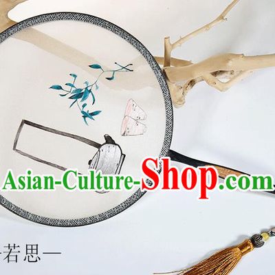 Traditional Chinese Crafts Palace Fans Embroidered Round Fans Ancient Silk Fan for Women