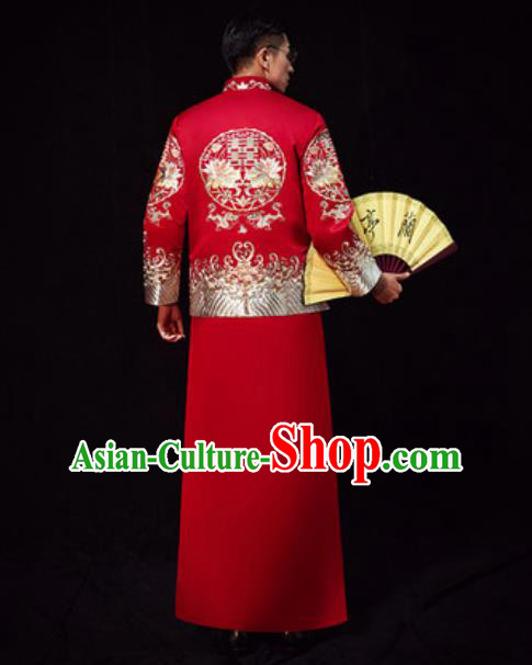 Chinese Traditional Wedding Costumes Ancient Bridegroom Long Gown for Men