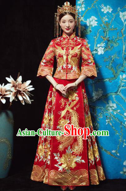 Chinese Traditional Xiuhe Suits Ancient Bride Embroidered Wedding Dress for Women Chinese Traditional Xiuhe Suits Ancient Bride Embroidered Wedding Dress for Women