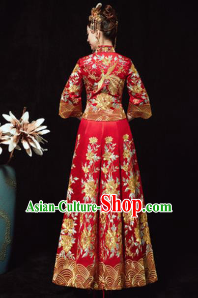 Chinese Traditional Xiuhe Suits Ancient Bride Embroidered Wedding Dress for Women Chinese Traditional Xiuhe Suits Ancient Bride Embroidered Wedding Dress for Women