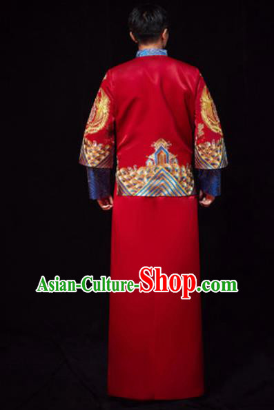 Chinese Traditional Wedding Red Embroidered Costumes Ancient Bridegroom Toast Clothing for Men Chinese Traditional Wedding Red Embroidered Costumes Ancient Bridegroom Toast Clothing for Men