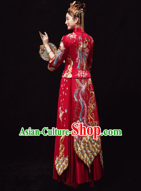 Chinese Traditional Red Xiuhe Suits Ancient Bride Embroidered Phoenix Wedding Dress for Women Chinese Traditional Red Xiuhe Suits Ancient Bride Embroidered Phoenix Wedding Dress for Women