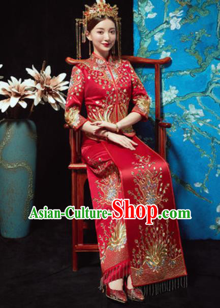 Chinese Traditional Wedding Costumes Xiuhe Suits Ancient Bride Embroidered Dress for Women Chinese Traditional Wedding Costumes Xiuhe Suits Ancient Bride Embroidered Dress for Women
