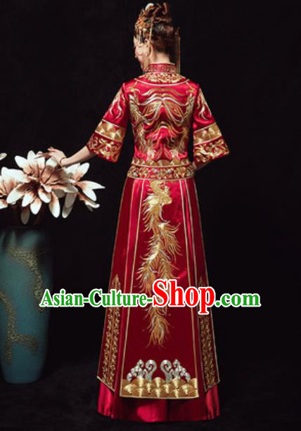 Traditional Chinese Wedding Embroidered Phoenix Costumes Xiuhe Suits Ancient Bride Dress for Women Traditional Chinese Wedding Embroidered Phoenix Costumes Xiuhe Suits Ancient Bride Dress for Women