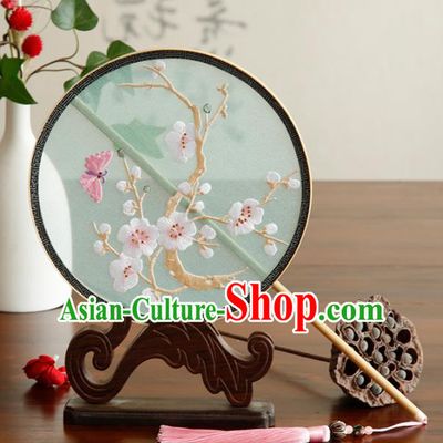 Traditional Chinese Crafts Palace Fans Embroidered Wintersweet Fans Ancient Round Fan for Women