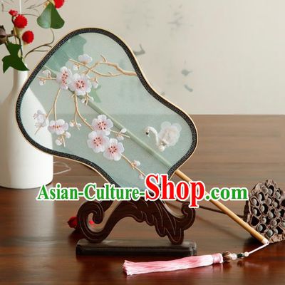 Traditional Chinese Crafts Palace Fans Embroidered Wintersweet Fans Ancient Palm Leaf Fan for Women