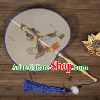 Traditional Chinese Crafts Palace Fans Hand Painting Peri Fans Ancient Silk Fan for Women