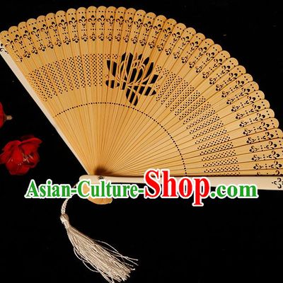 Chinese Traditional Crafts Bamboo Folding Fans Pierced Lotus Fans Accordion Fan