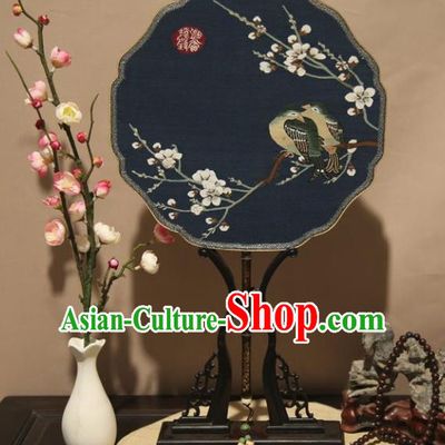 Chinese Ancient Traditional Palace Fans Hanfu Embroidered Round Fans Pure Silk Fan for Women