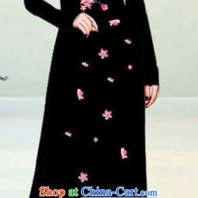 Asian Vietnam Traditional Black Cheongsam Vietnamese Classical Ao Dai Qipao Dress for Women