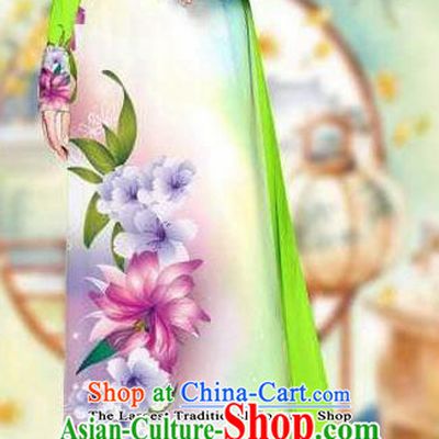 Asian Traditional Vietnam Female Costume Vietnamese Bride Green Cheongsam Ao Dai Qipao Dress for Women