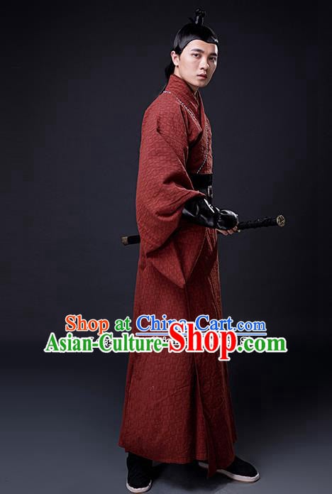 Chinese Ancient Han Dynasty Drama Swordsman Knight Costumes for Men
